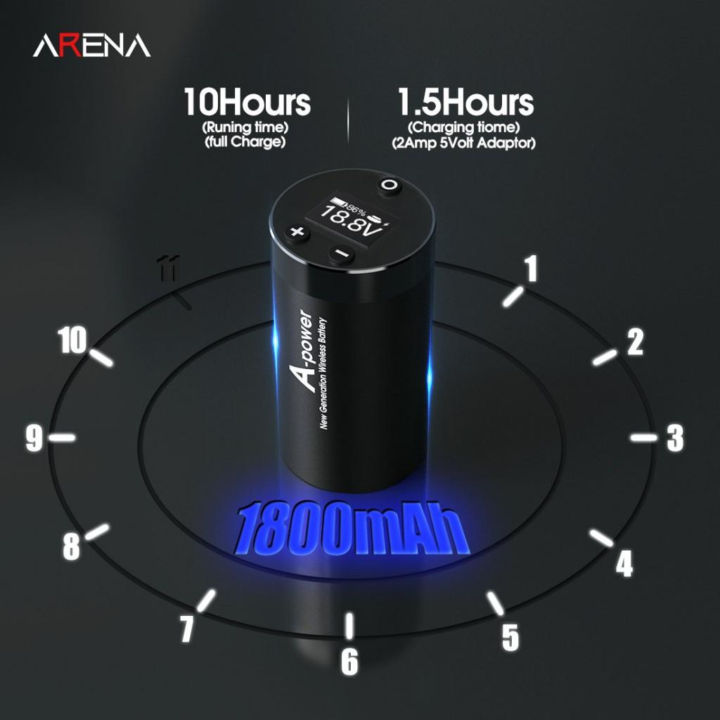 Akkumulátoros Tetoválógép Készlet - 2 darab Külső Digitális Akkumulátorral - Díszdobozban - Arena