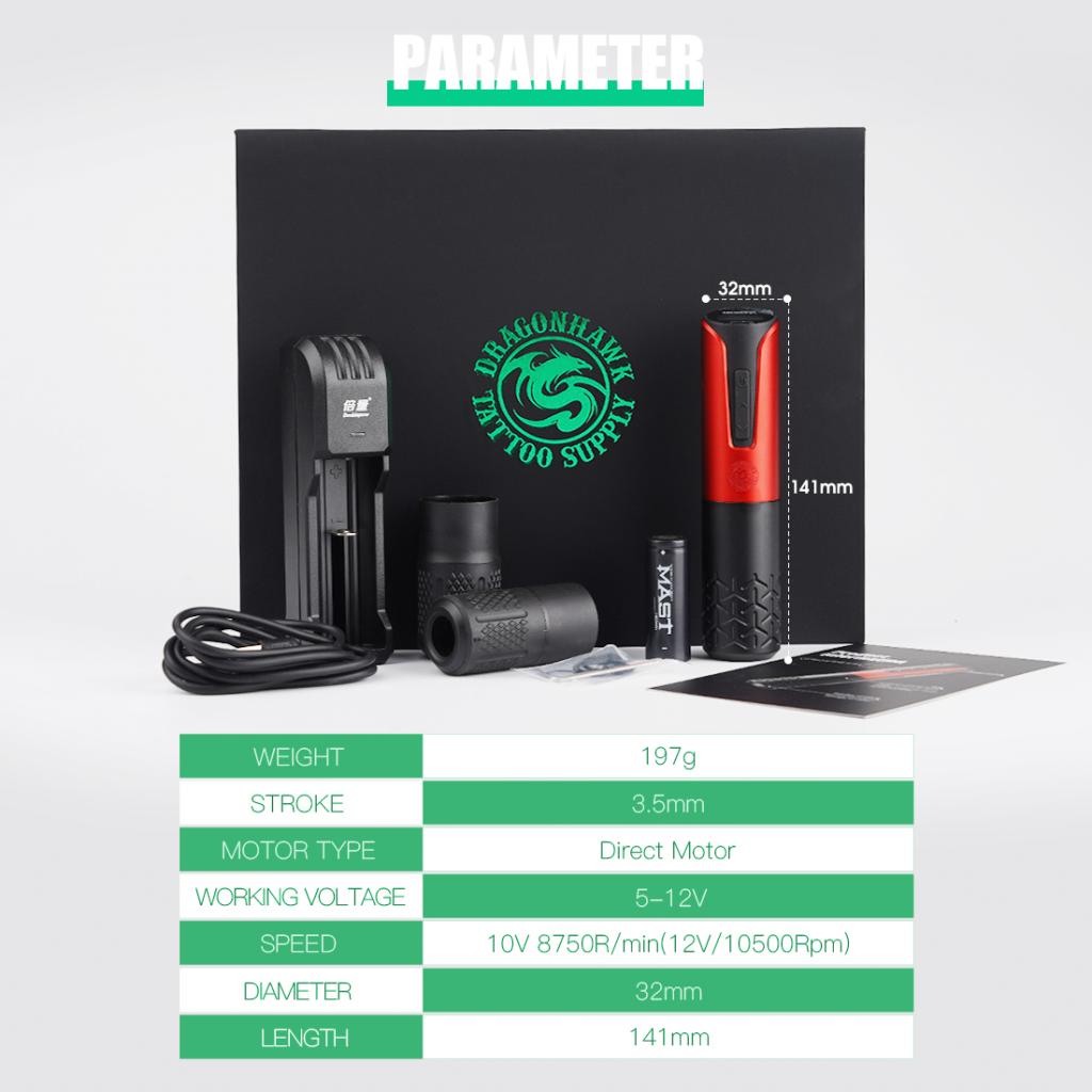 Armor - Vezeték Nélküli Akkumulátoros LCD Kijelzős - Tetováló Pen - Dragonhawk - Fekete