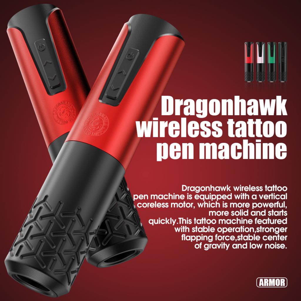 Armor - Vezeték Nélküli Akkumulátoros LCD Kijelzős - Tetováló Pen - Dragonhawk - Rózsaszín