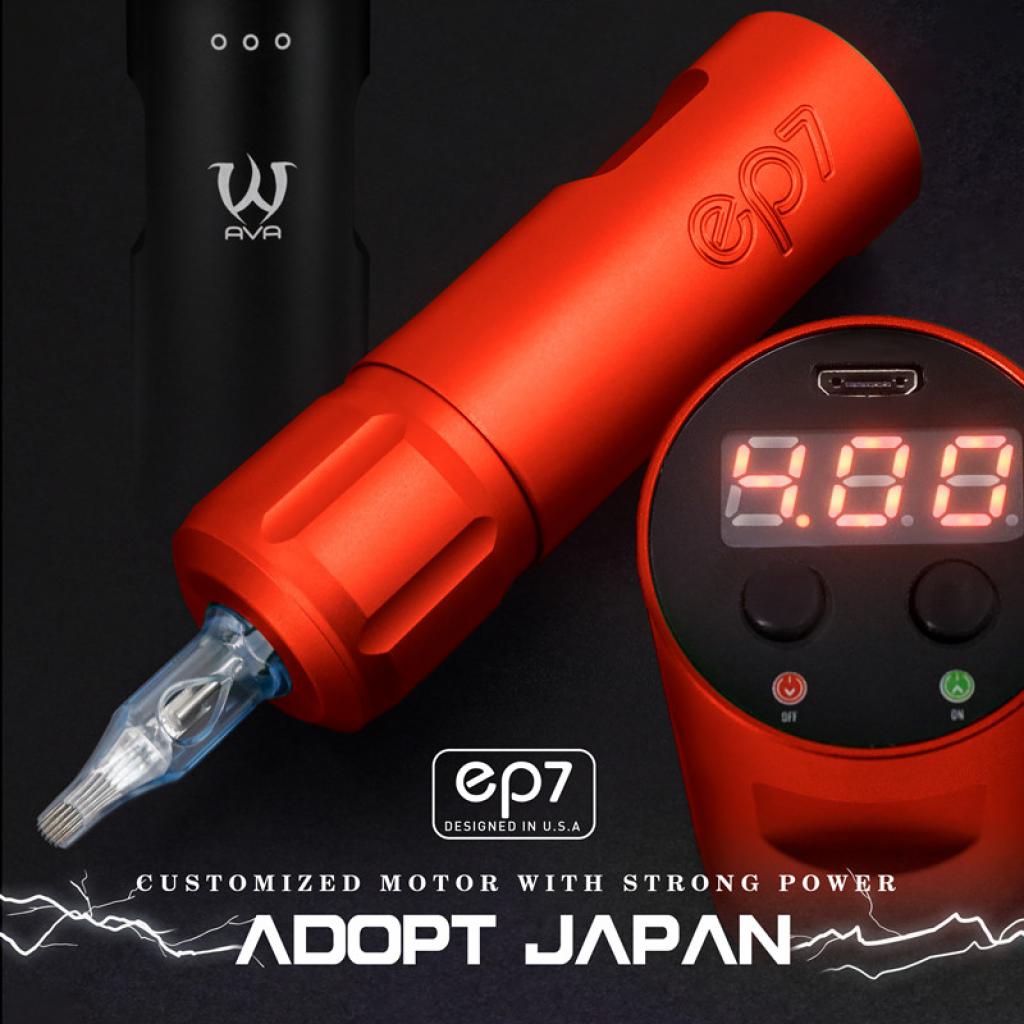 AVA EP7 - Piros - Pen Tetoválógép - Vezetéknélküli - Akkumlátoros