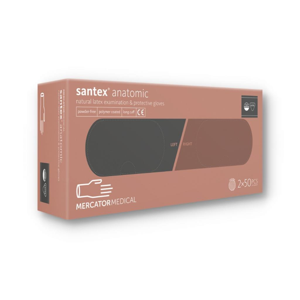 Santex® Anatomic PF - 100 db - S méret - Vizsgálókesztyű - Formázott - Latex