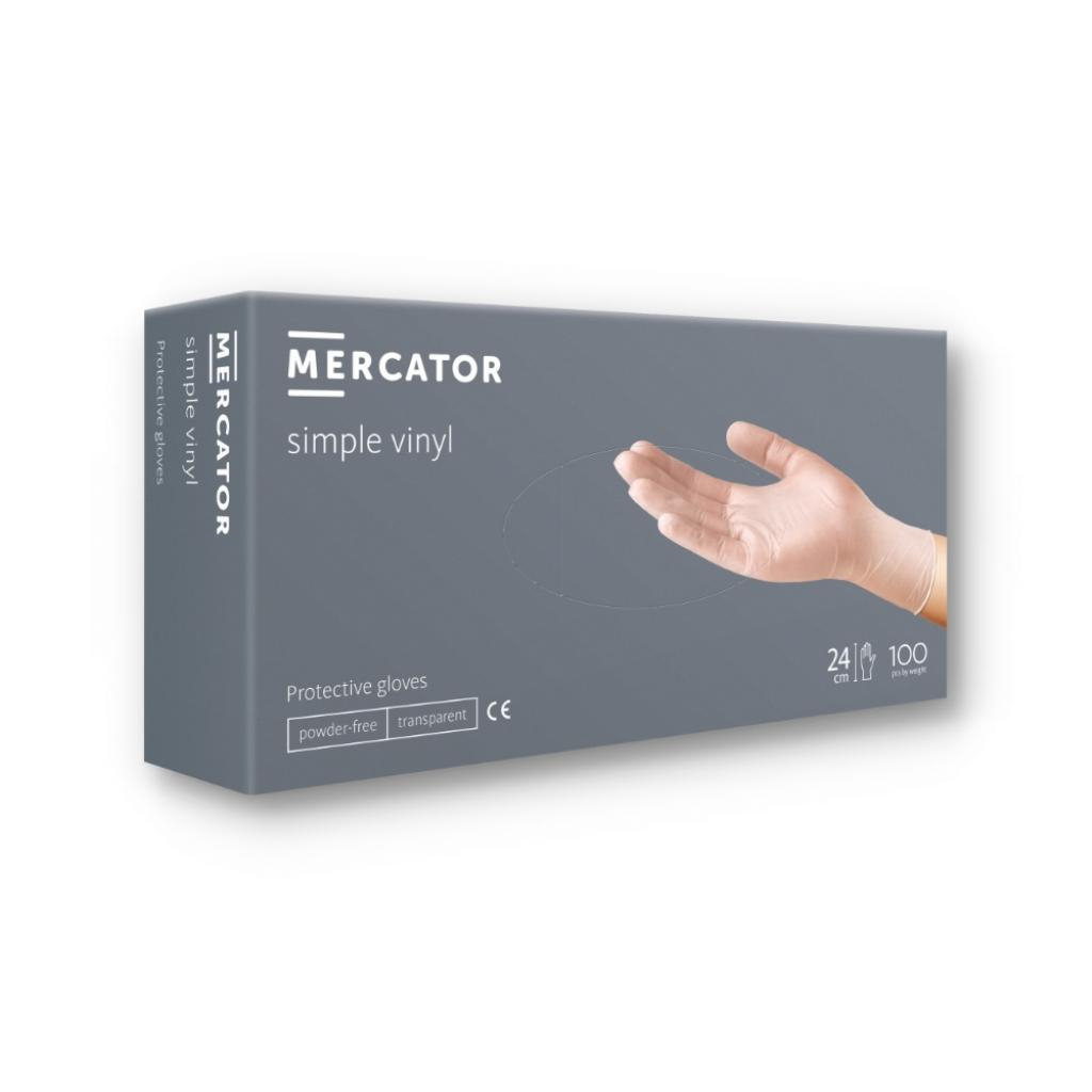 MERCATOR®  - 100 db - S méret - Vinyl Kesztyű - Púdermentes - Simple
