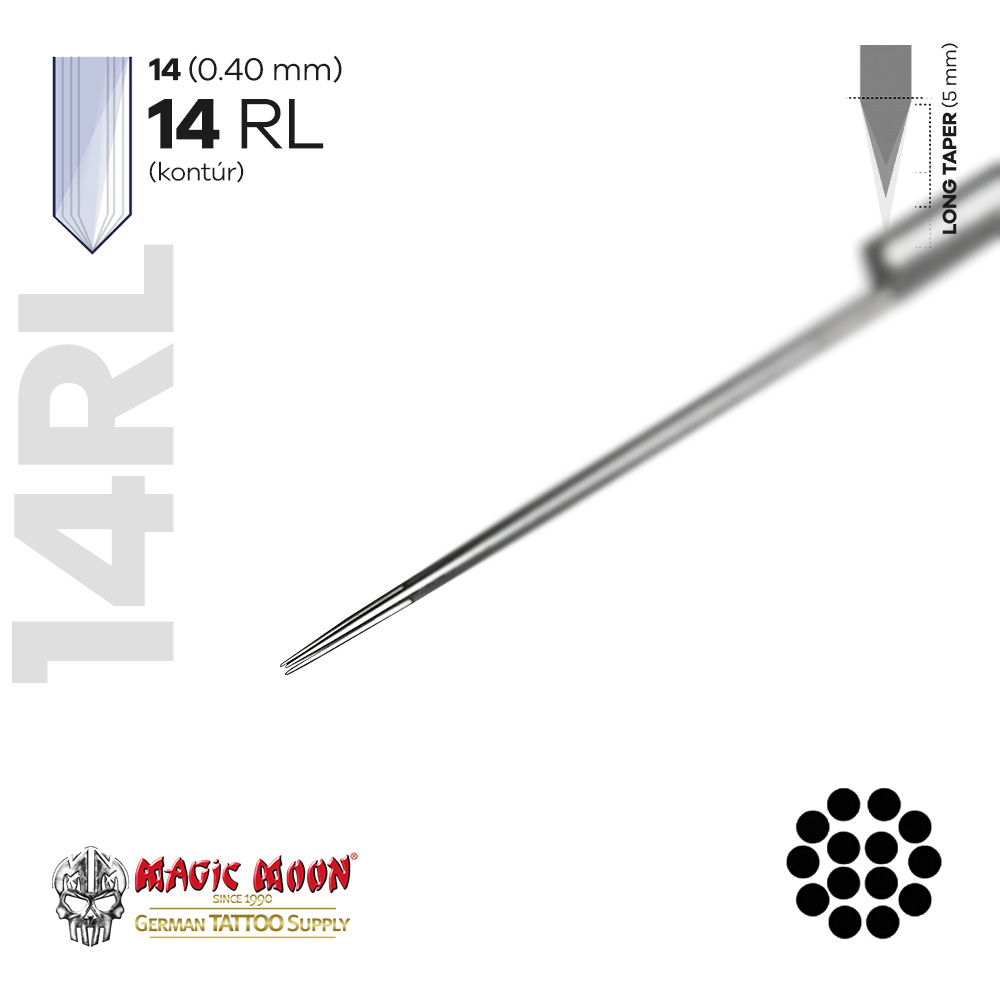 1414 RL LT MAGIC MOON - 5 db Hegyes Tetováló tű - Kontúr - 0.40mm