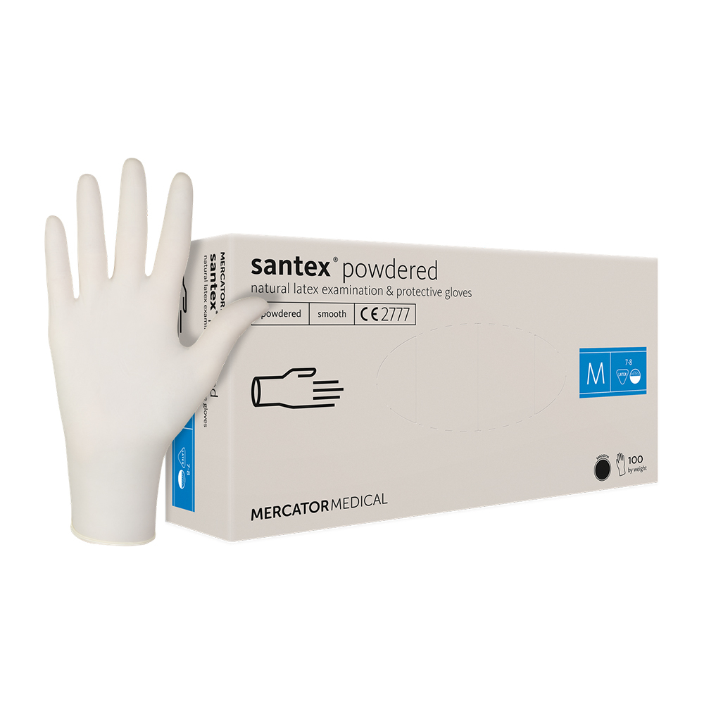  Santex® - 100 db - Latex Kesztyű - Natúr - Púderezett - M méret