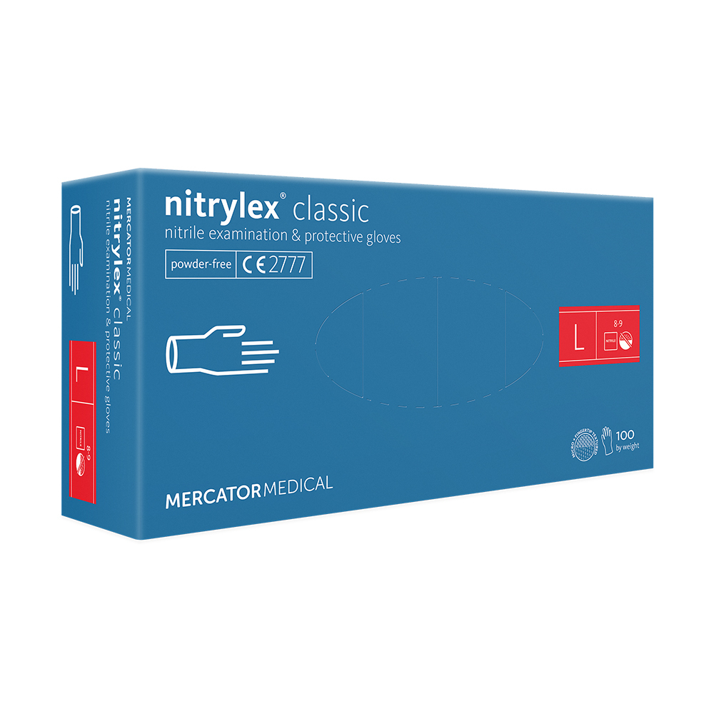 Nitrylex® - 100 db - Classic Nitril Kesztyű - Púdermentes - Lila - L méret