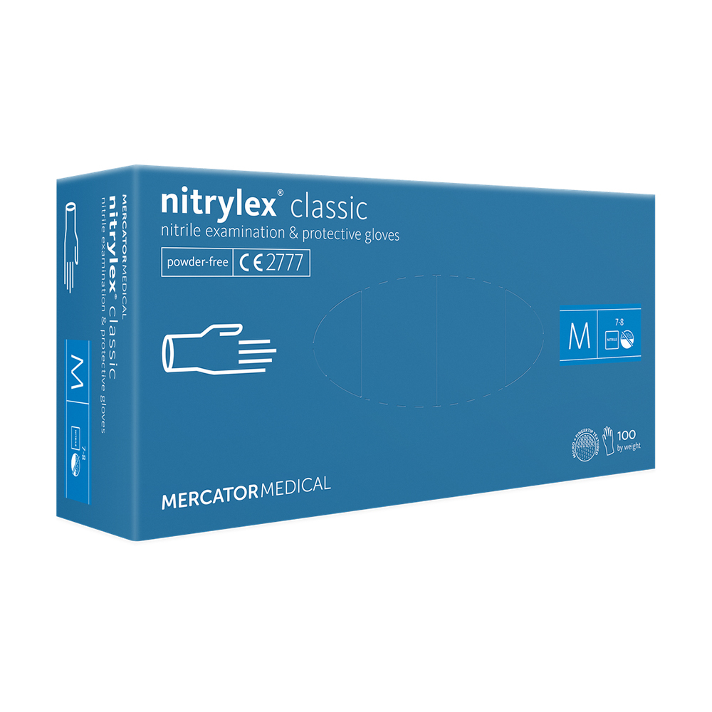 Nitrylex® - 100 db - Classic Nitril Kesztyű - Púdermentes - Kék - M méret
